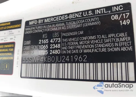 2018 Mercedes-Benz C 300 4Matic из США, поврежденный, VIN 55SWF4KB0JU241962